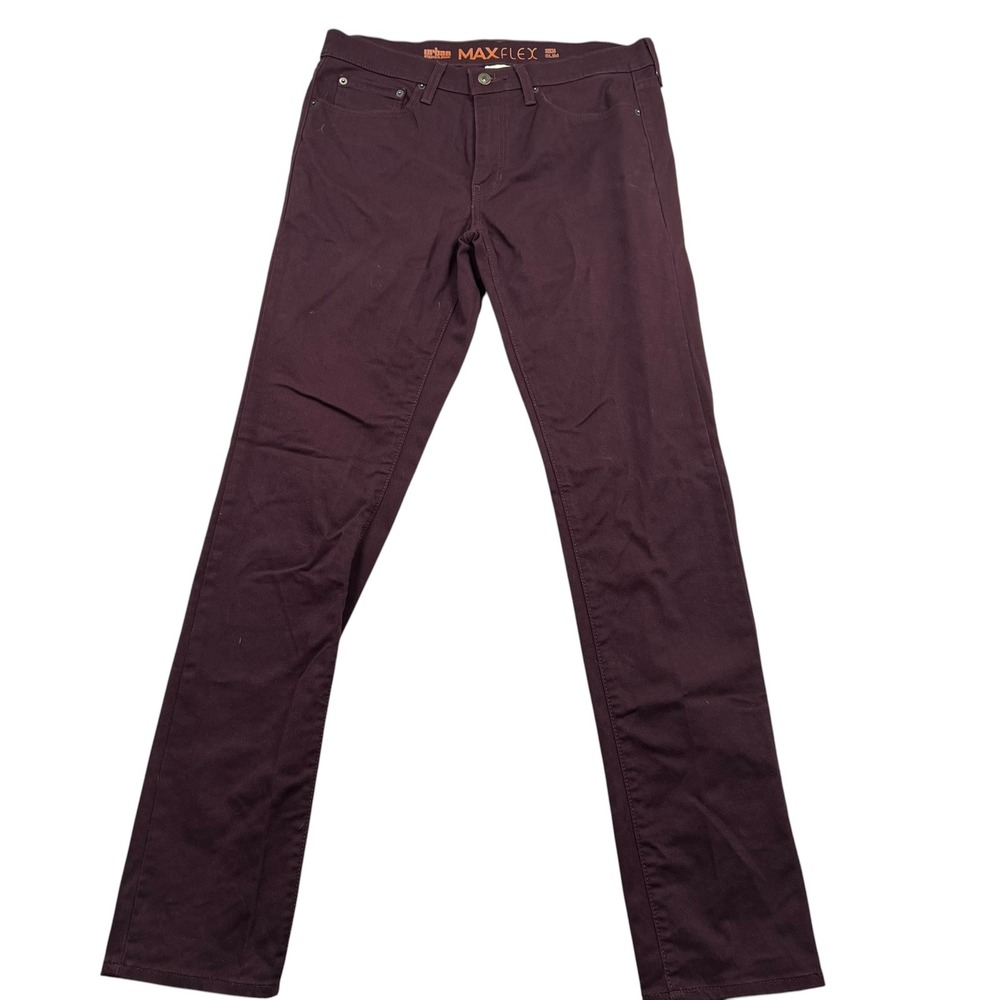Urban Pipeline Pants Mens 32x34 Maroon Max Flex Slim Fit Burgundy 5-Pocket